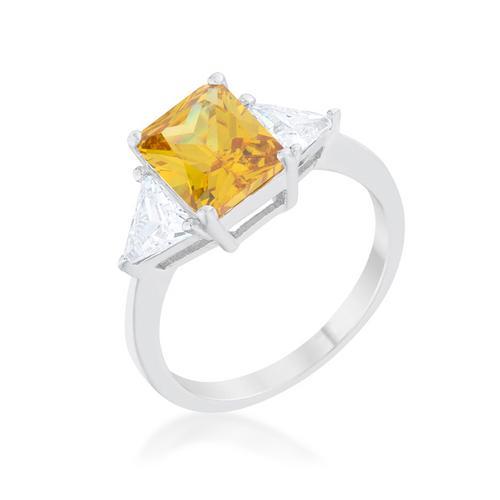 Classic Canary Yellow Rhodium Engagement Ring - Vintage Style Solitaire Diamond Ring for Women - Perfect for Proposals, Anniversaries & Special Occasions