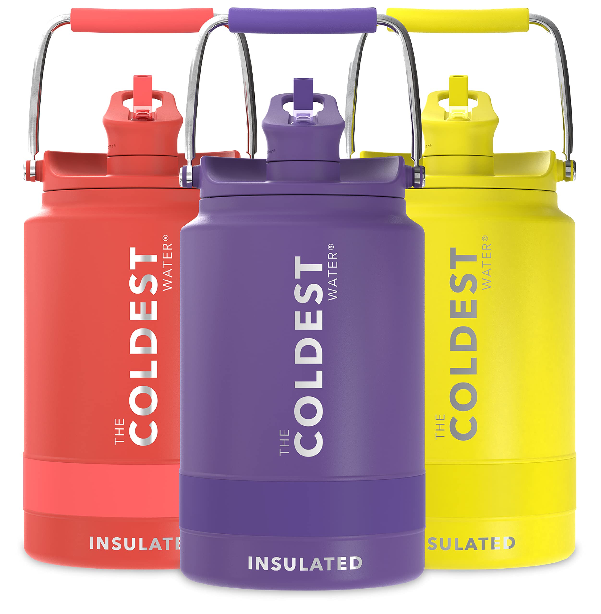COLDEST Sports Water Bottle 128 oz (1 Gallon) - Vacuum Insulated Stainless Steel with Straw Lid - Leak Proof, Double Walled for Hot & Cold Drinks - Galaxy Purple Metal Canteen for Gym, Hiking & Outdoor Adventures
