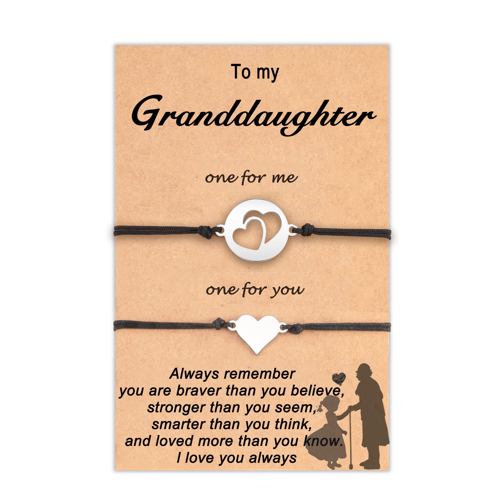 Grandma & Granddaughter Bracelet Set - Sterling Silver Heart Charm Jewelry for Christmas Gifts | Perfect for Family Bonding, Birthday Presents & Special Occasions