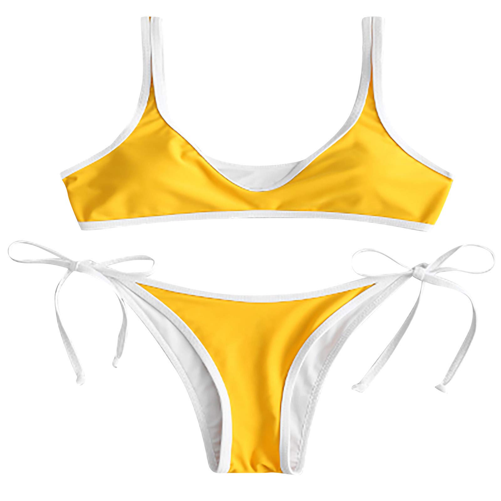 Women's High Waist Bikini Swimsuit - Solid & Multi-Color Bandeau Swimwear for Summer & Autumn | Sexy Split Design for Beach, Pool & Vacation