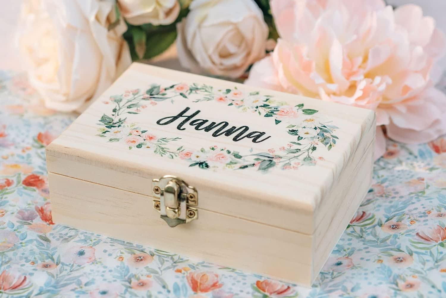 Personalized Wooden Flower Girl Gift Box for Bridesmaids - Custom Bridal Party Gift Set (8.5