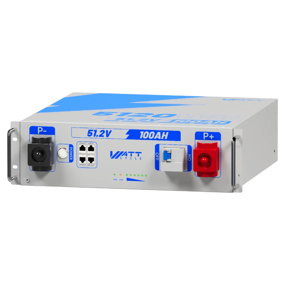 48V (51.2V) 100Ah 3U Server Rack LiFePO4 Battery with Bluetooth Kit - High Capacity Solar Energy Storage for Home & RV Use