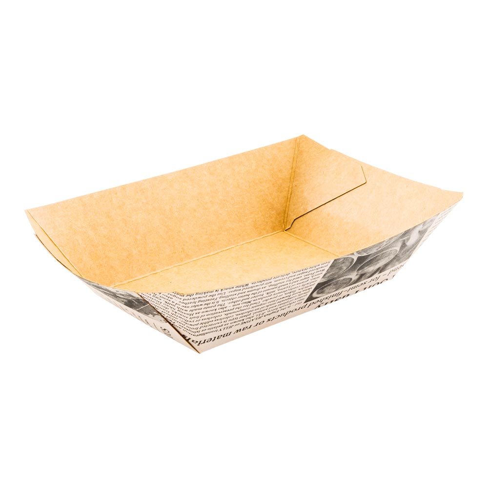 Bio Tek 1/2 Pound Heavy-Duty Disposable Paper Food Boats - 400 Greaseproof Newsprint Food Trays for Snacks, Appetizers & Treats | Perfect for Parties, Carnivals, Restaurants & Food Service | Eco-Friendly Disposable Serving Containers for Events & Catering