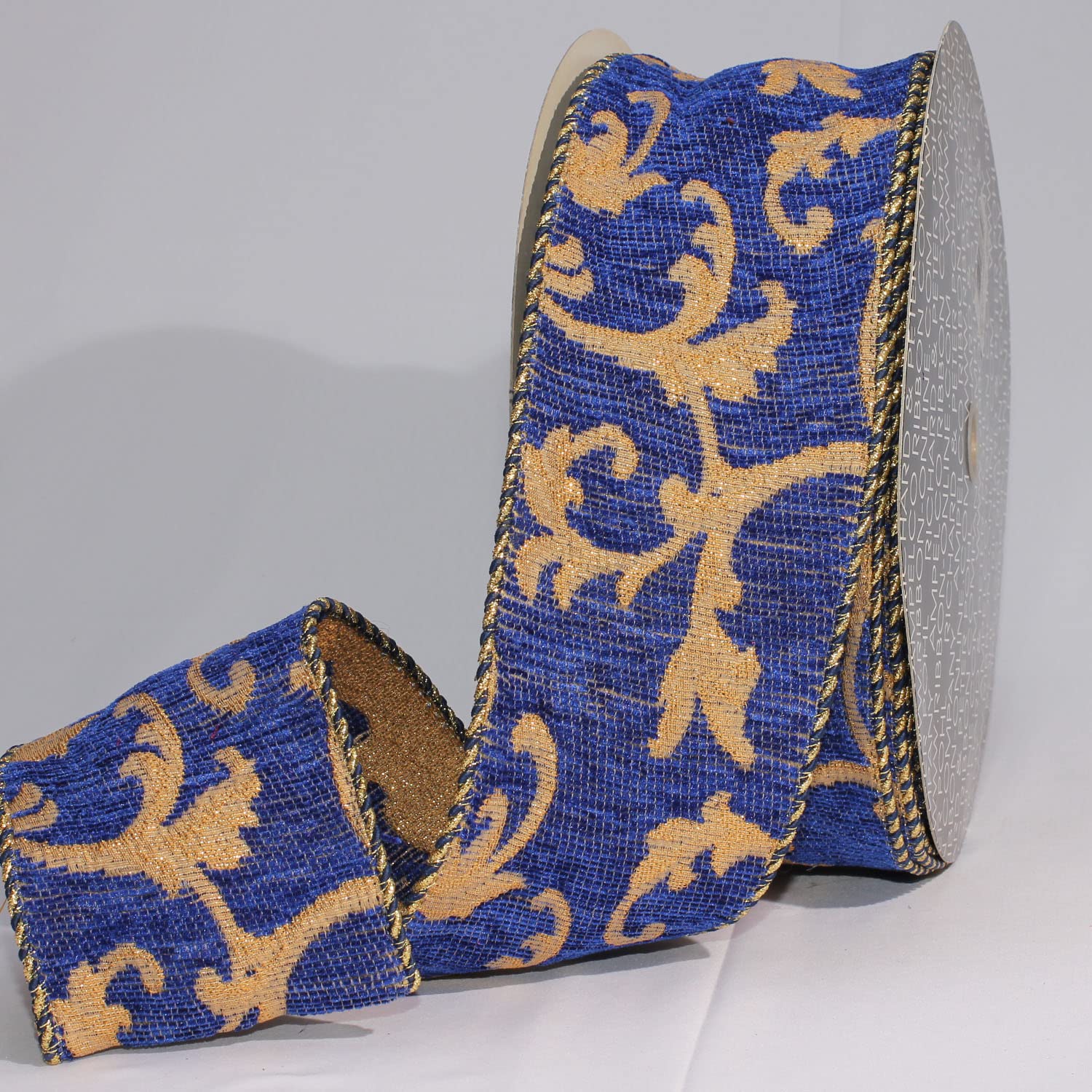 Blue Frederic Wired Fabric Craft Ribbon - 4 Inch x 20 Yards for Gift Wrapping, Floral Arrangements & DIY Decorations