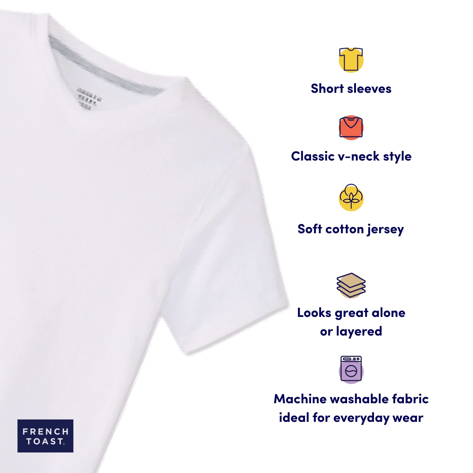 French Toast Boys Short Sleeve V-Neck Tee T-Shirt - Soft Cotton Casual Top for Kids - Perfect for School, Playdates & Everyday Wear