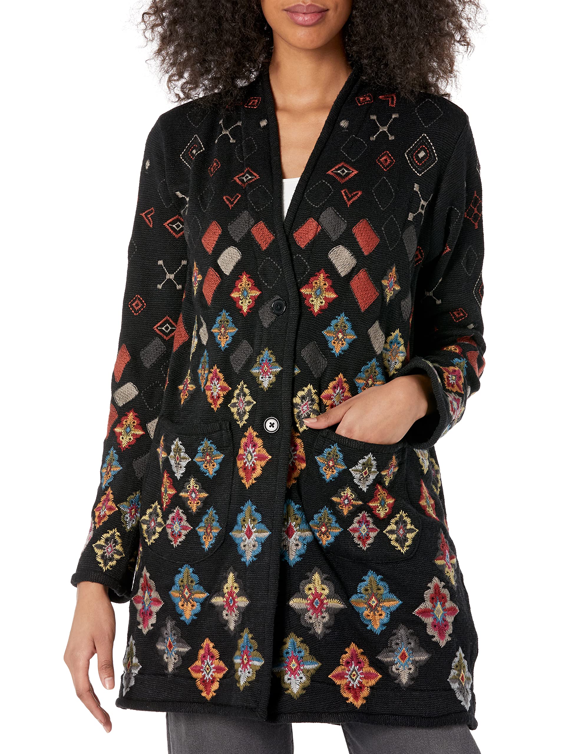 Johnny Was Women's Long Sleeve Cardigan Sweater - Soft Knit Open Front Wrap - Boho Chic Loungewear for Casual Outings & Cozy Evenings