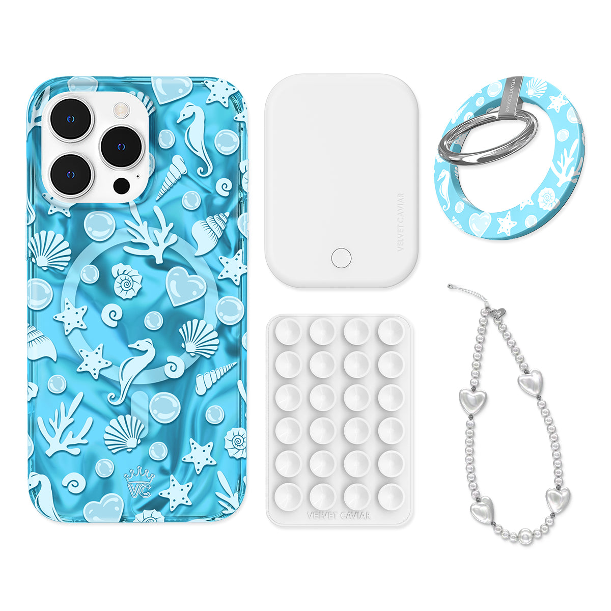 Aquamarine Holographic iPhone Case with Grip - Stylish & Protective Phone Cover for iPhone 13/14/15 - Perfect for Everyday Use, Travel, and Work