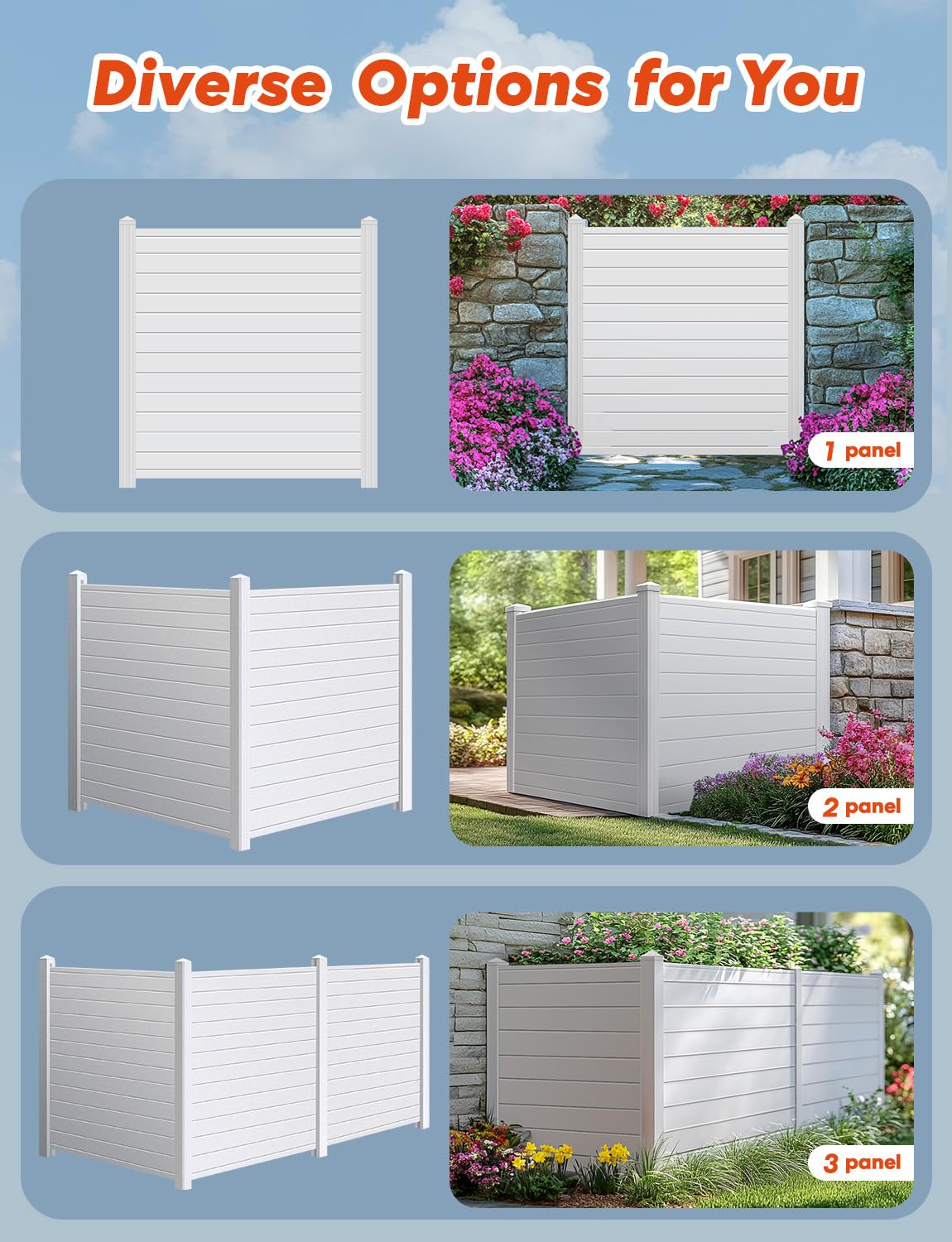 Vinyl Privacy Fence Panel for AC Units, Trash Cans & Pool Equipment - Outdoor Durable Enclosure Solution for Backyard, Patio & Garden Privacy
