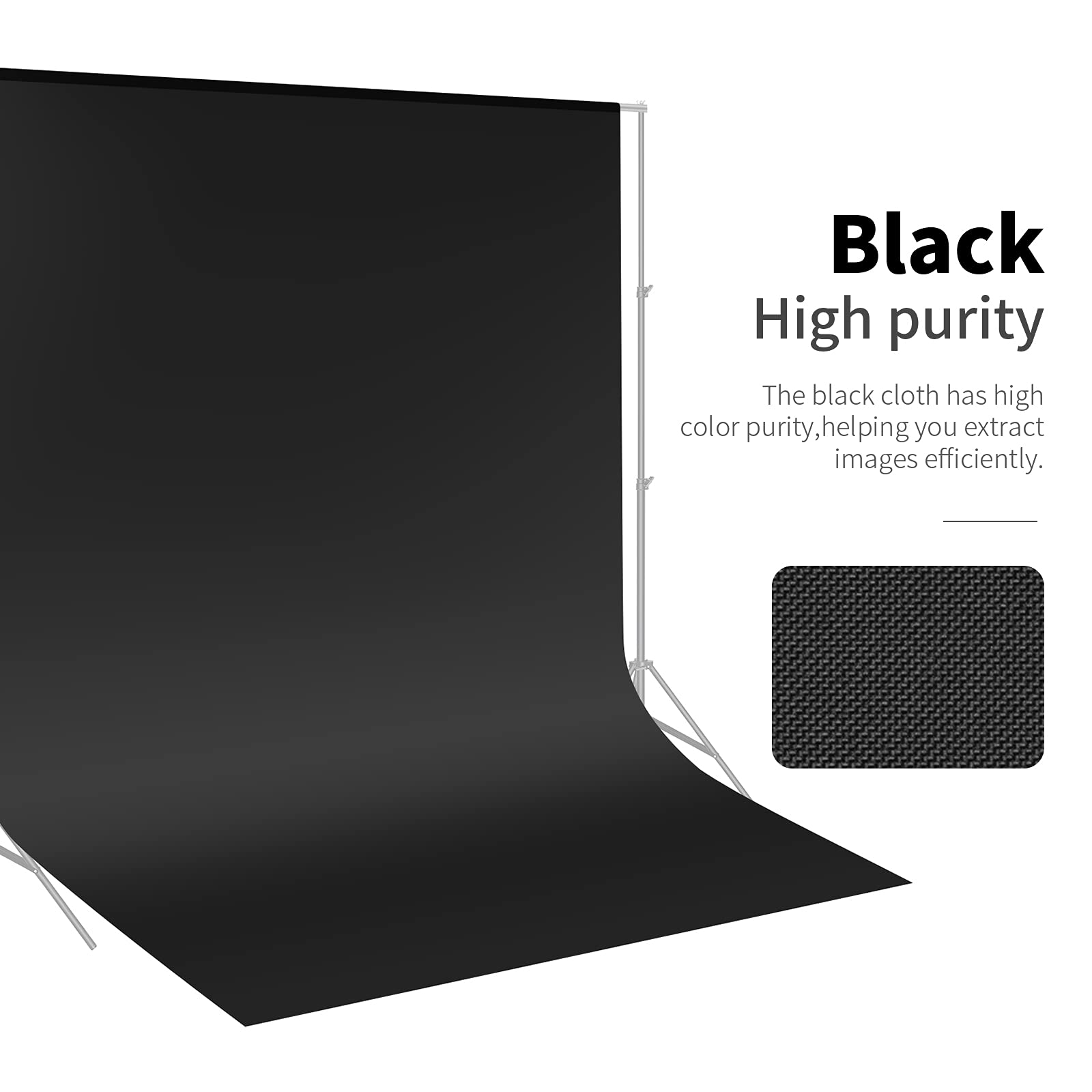 Neewer 10x12FT Black Muslin Photography Backdrop - 100% Pure Collapsible Studio Background for Photo, Video & TV (Background Only) - Perfect for Portraits, YouTube Videos & Product Shoots