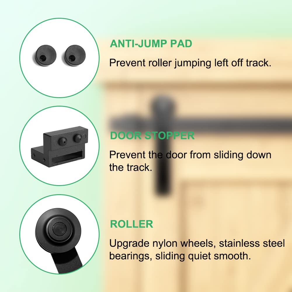 HACCER 3 FT Mini Barn Door Hardware Track Set - Black Sliding Door Kit for Closet, Cupboard & Storage Cabinet | Single Door System | Perfect for Bedroom, Bathroom & Home Office Organization