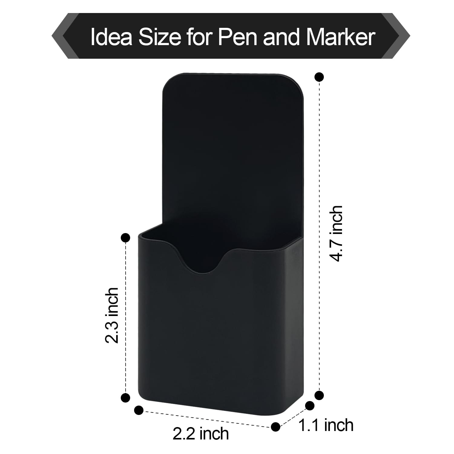 2 Pack Magnetic Pen Holder for Fridge & Whiteboard - Strong Dry Erase Marker Organizer for School, Office, Home - Perfect for Kitchen, Workshop & Classroom Organization (Black)
