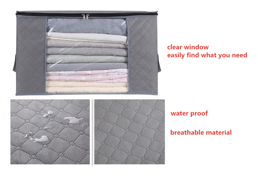 MANZOO Large Closet Organizers & Storage Bins - 6PC Pack (90L, Grey) - Heavy-Duty Clothes Storage Containers with Reinforced Handles for Comforters, Blankets & Bedding - Perfect for Closet Organization, Seasonal Storage & Space Saving