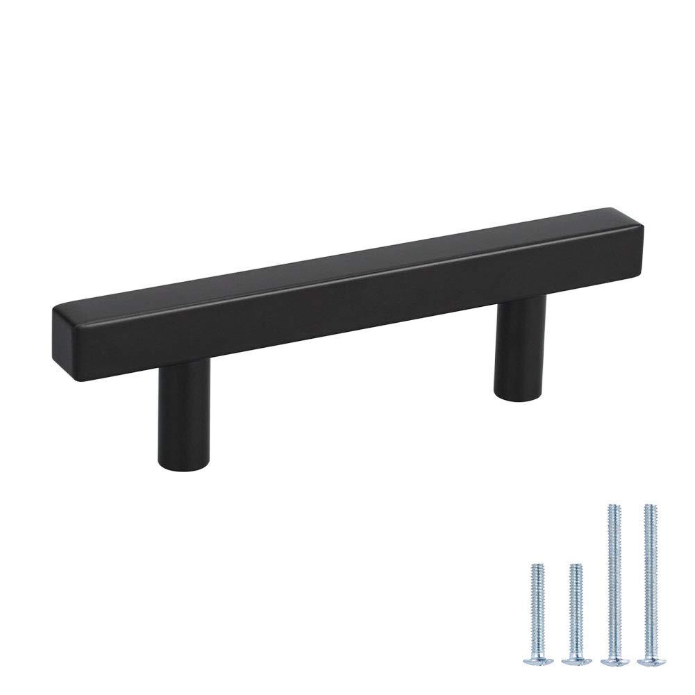 50 Pack Black Cabinet Pulls - 3 Inch Modern T-Pull Drawer Handles for File Cabinets & Dressers (PHJ22BK76) | Durable Cabinet Hardware for Home Office & Bedroom Furniture