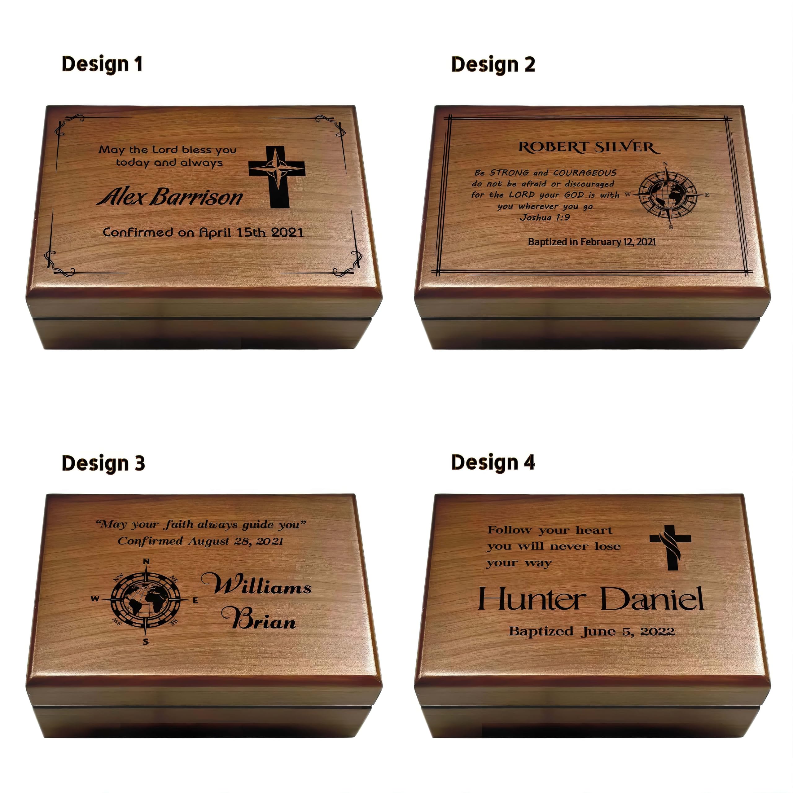 Personalized Engraved Baptism Keepsake Box with Compass - Unique Confirmation Gift for Boys & Grandsons - Communion Memory Box - Perfect for Religious Ceremonies & Family Heirlooms