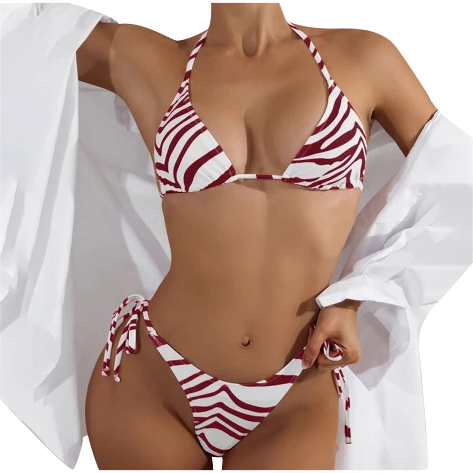 Sexy Floral Bikini Swimsuit for Women - High Waist Two Piece Bathing Suit with Side Split Design | Perfect for Beach Vacation, Pool Party & Summer Getaways