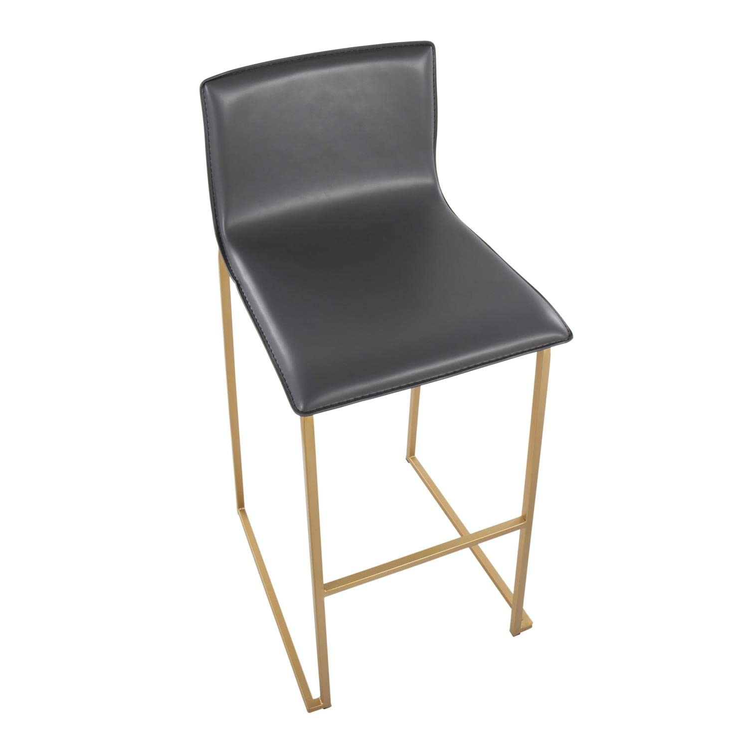LumiSource Mara Bar Stool Set of 2 - Modern Counter Height Bar Chairs with Metal Frame & PU Cushion for Kitchen Island, Breakfast Nook & Home Bar Decor