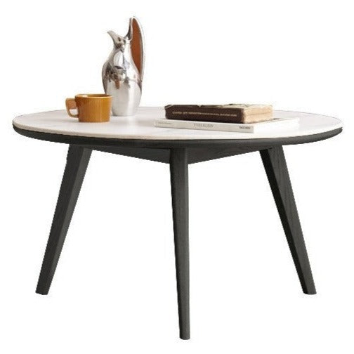 Solid Oak & Black Walnut Coffee Table with Slate Top - Rustic Modern Living Room Furniture for Home Decor