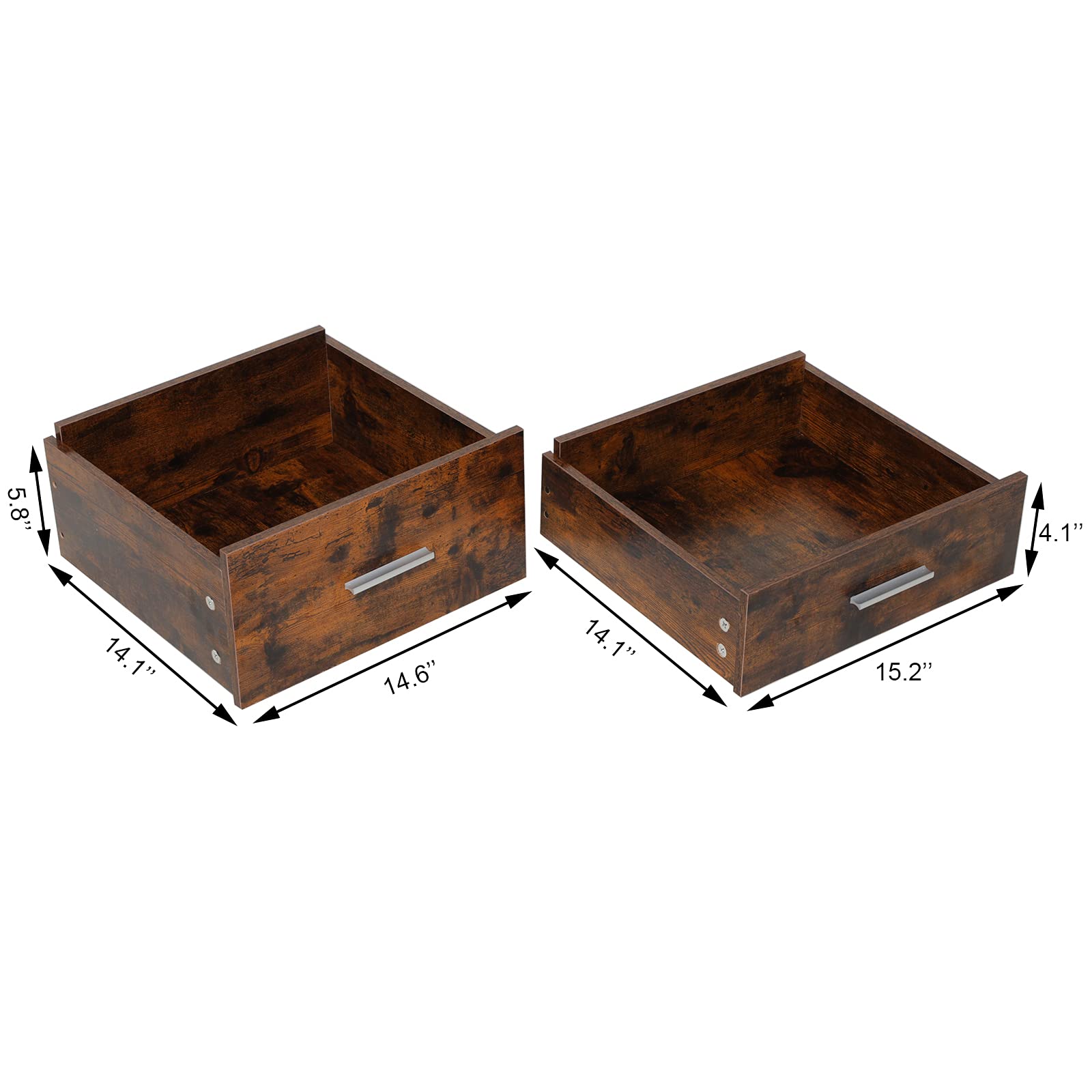 USIKEY 43.5 Inch Large Makeup Vanity Desk with LED Lights & Mirror - 5 Drawers Vanity Table Set with Storage Shelves & Stool for Women & Girls (Rustic Brown) - Perfect for Bedroom, Dressing Room & Beauty Salon