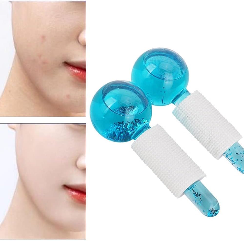 Ice Globes Facial Roller for Face & Eye Neck Circle - 2 Pack Cold Crystal Glass Ball Skin Massagers for Redness Soothing, Wrinkle Removal & Beauty Care | Perfect for Morning Routine, Spa Day & Post-Workout Recovery
