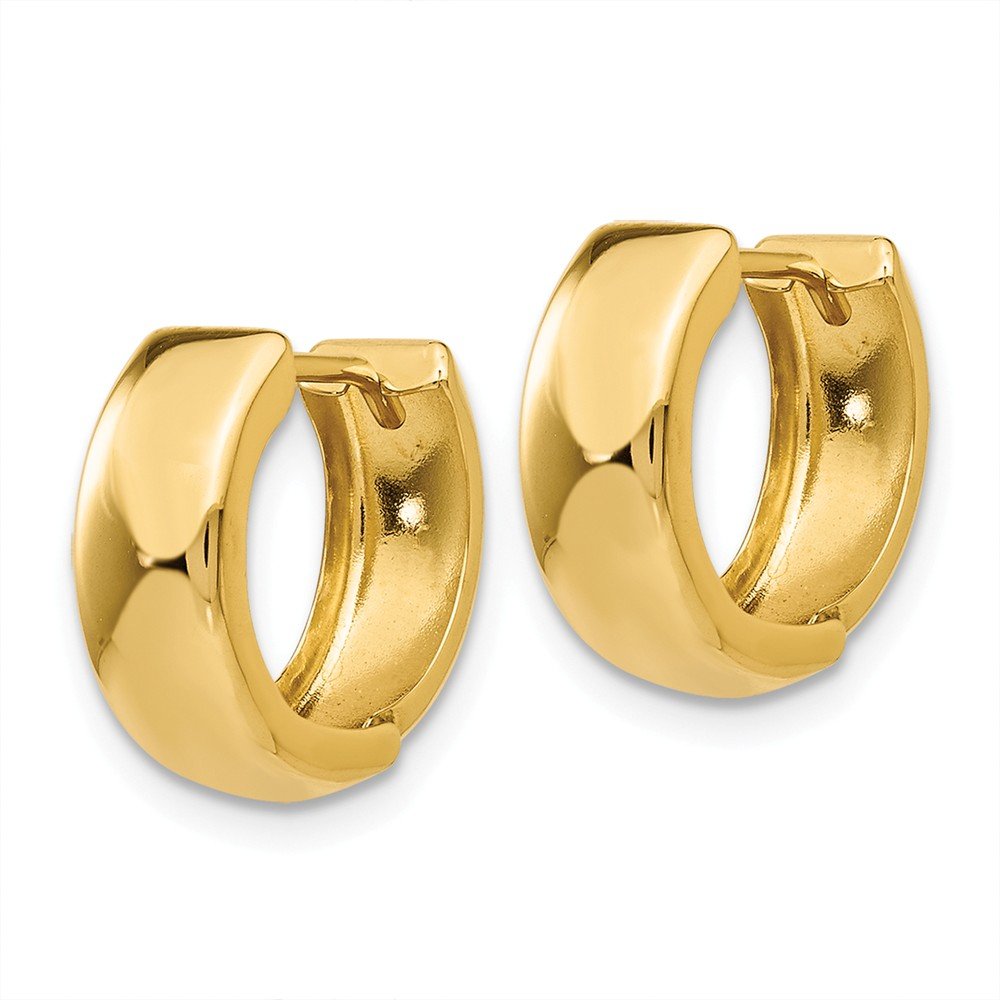 14K Yellow Gold Hinged Hoop Huggie Earrings for Women - 12mm x 12mm Small Dainty Everyday Stud Earrings - Perfect for Work, Date Night & Gifts