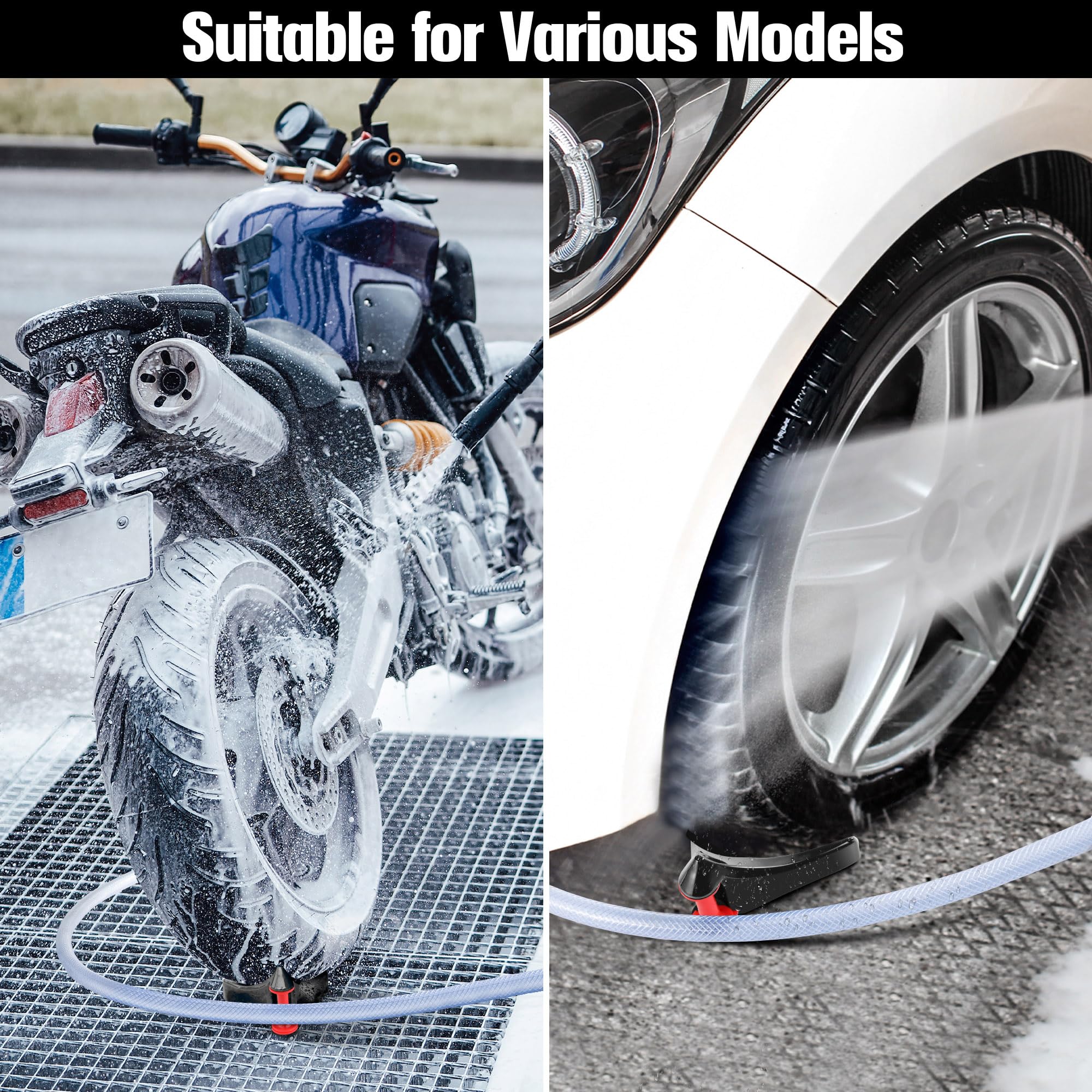 4Pcs Car Hose Guide - Tire Hose Roller for Car Washing & Detailing | Prevents Hose Stuck Under Wheels | Durable Plastic Wash Tool (Black) for Pressure Washer Safety