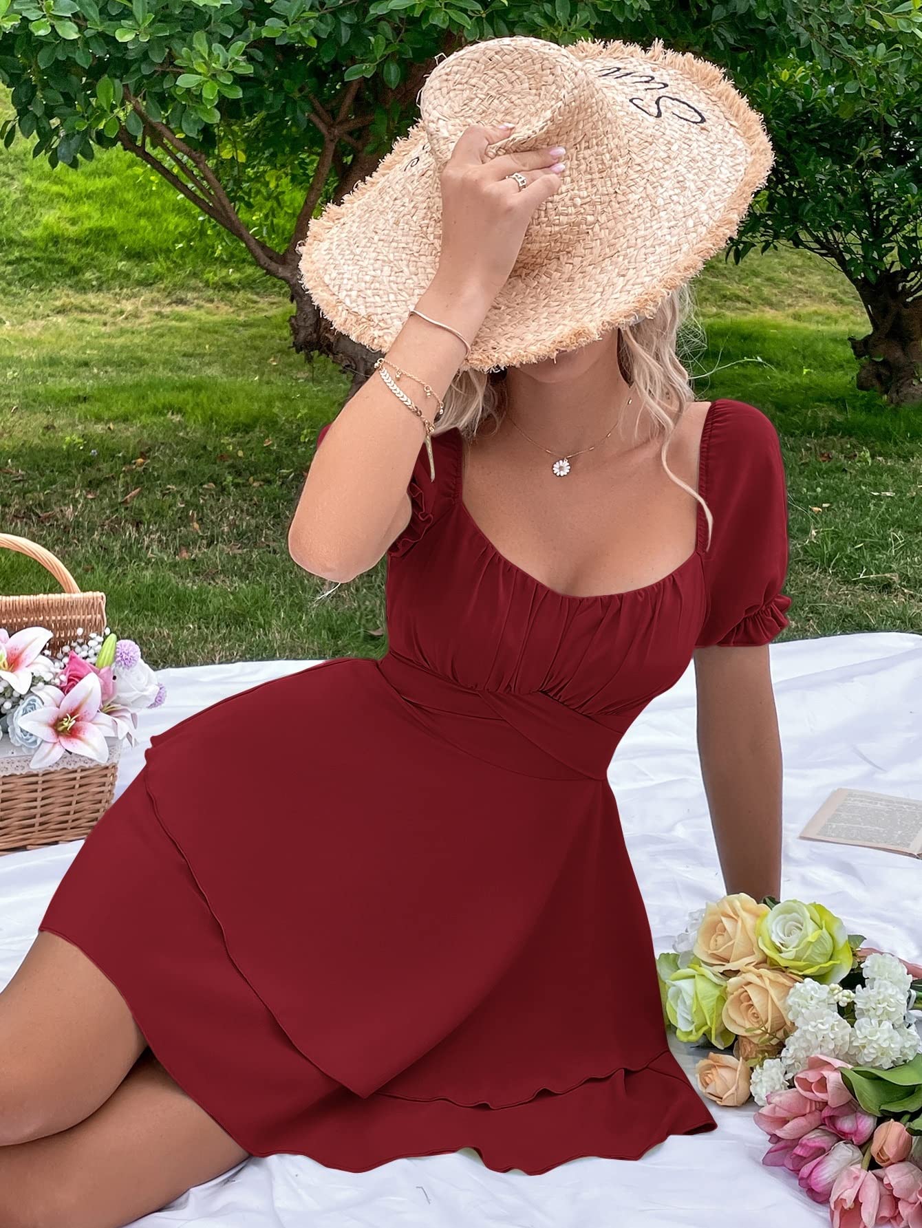 2022 Women's Summer Short Dress - Cute Mini Party Beach Dress with Neck Hem | Perfect for Beach Vacations, Pool Parties & Night Out