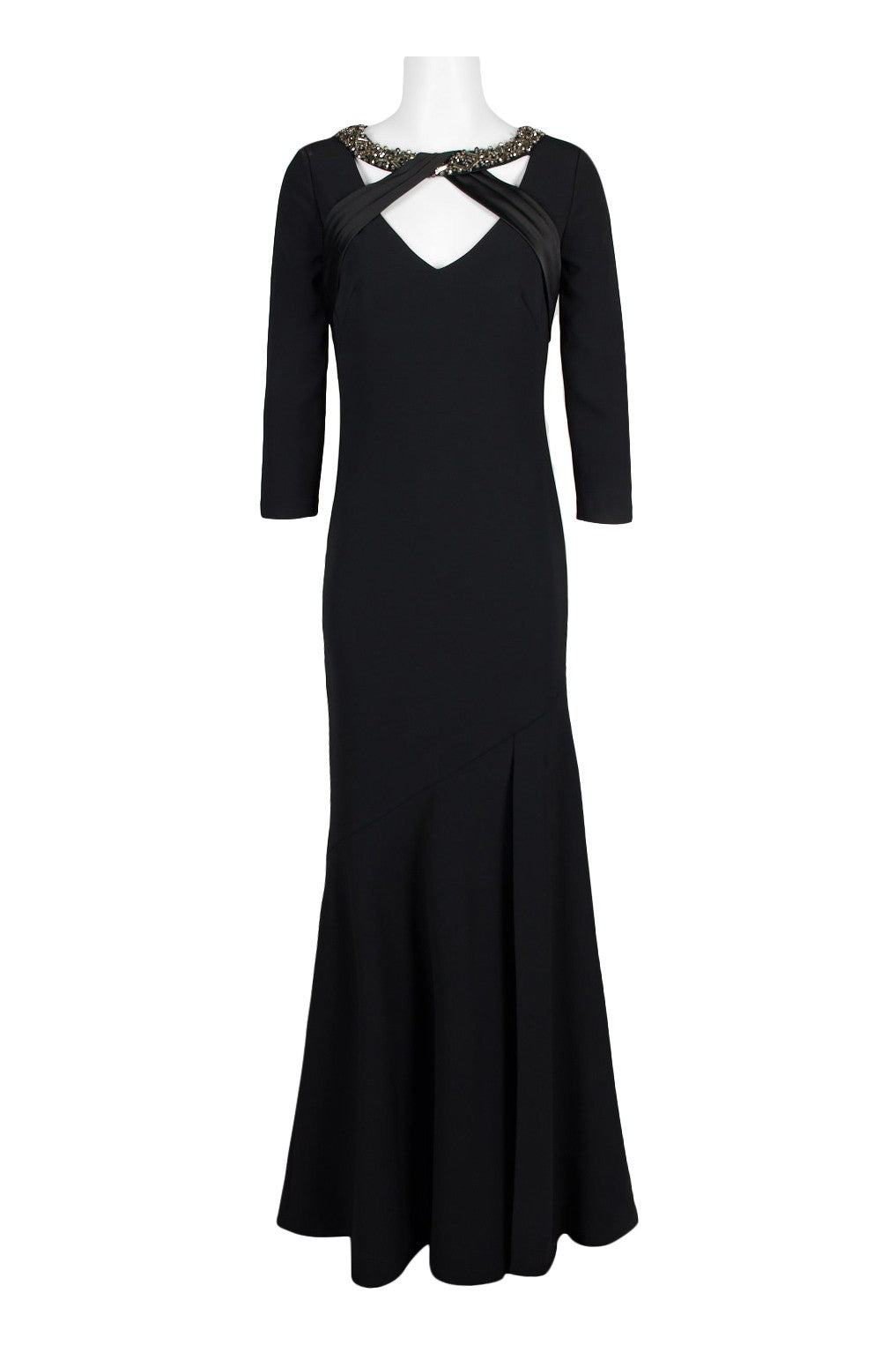 Theia 883890 3/4 Sleeve V Neck Women's Dress in Black - Perfect for Office Wear, Cocktail Parties & Special Occasions
