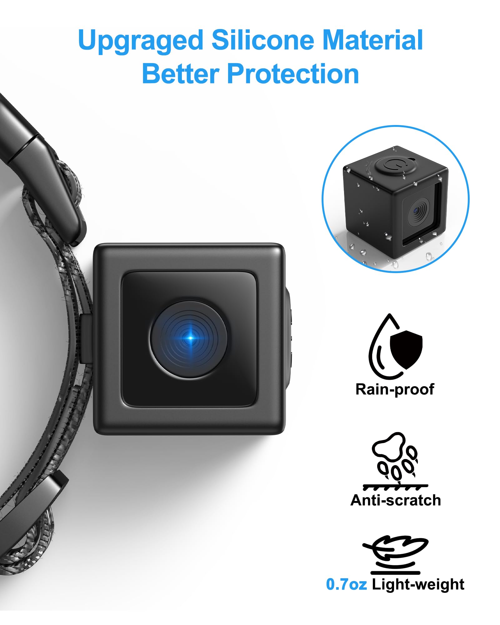 Pet Camera Collar - Cordless Video Recording for Cats & Small Dogs, Outdoor Use
