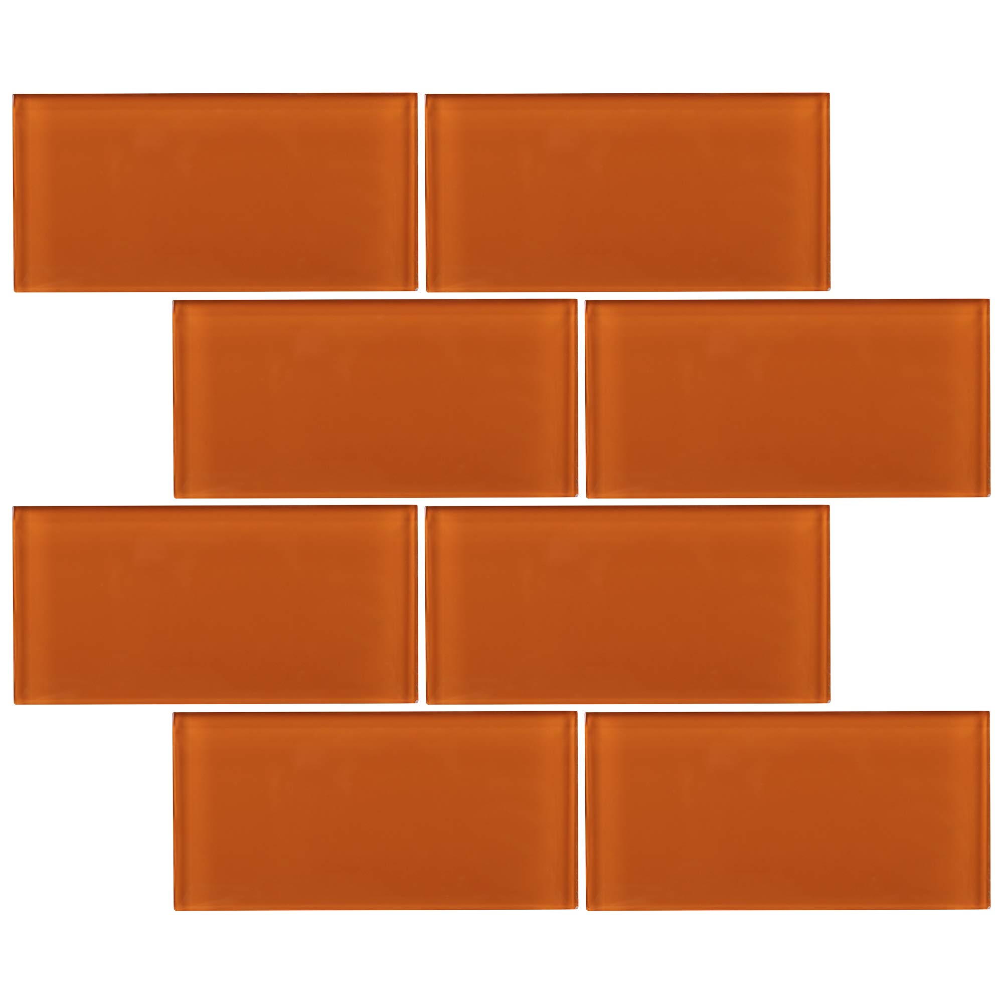 Premium TCSAG-11 3x6 Inch Orange Glass Subway Tile - 10 Square Feet - Modern Kitchen & Bathroom Backsplash - Waterproof & Easy to Clean - Perfect for Home Renovation & Commercial Spaces