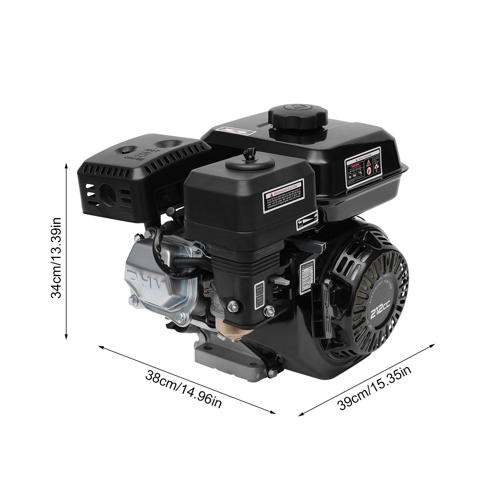 7.5 HP 4-Stroke Horizontal Shaft OHV Gas Engine - Replacement Motor for Go Karts, Log Splitters & Mini Bikes | Durable Single Cylinder Power for Outdoor Power Equipment & Small Vehicles