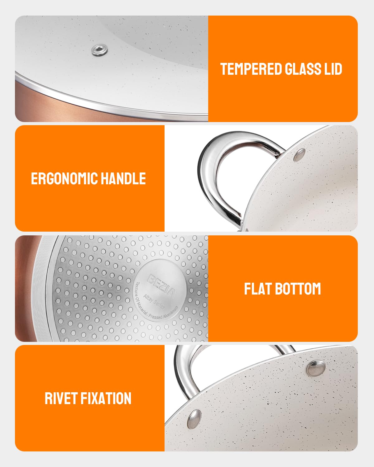 BEZIA 8 Quart Nonstick Stock Pot with Lid - Induction Compatible, Oven Safe Cooking Pot for Soups, Stews & Pasta - Perfect for Gas, Electric & All Stovetops - Ideal for Family Dinners & Meal Prep