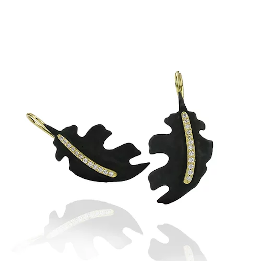 Diamond Oak Leaf Earrings for Women - 14K Gold Plated Elegant Dangle Earrings | Perfect for Weddings, Parties & Everyday Wear