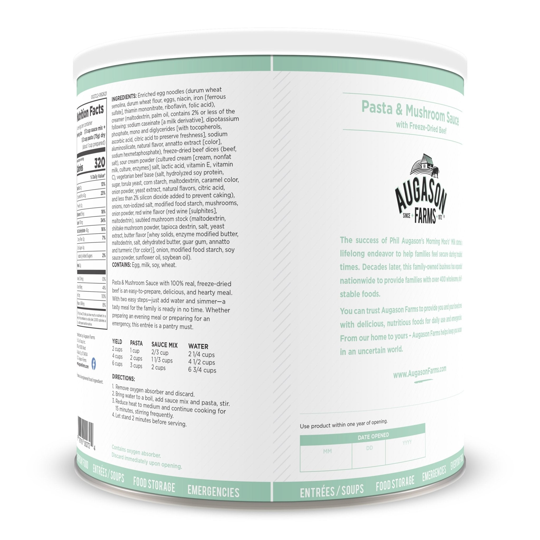 Freeze Dried Beef Pasta with Mushroom Sauce - 14 Servings | Lightweight Camping & Emergency Food | Perfect for Hiking, Backpacking & Survival Kits