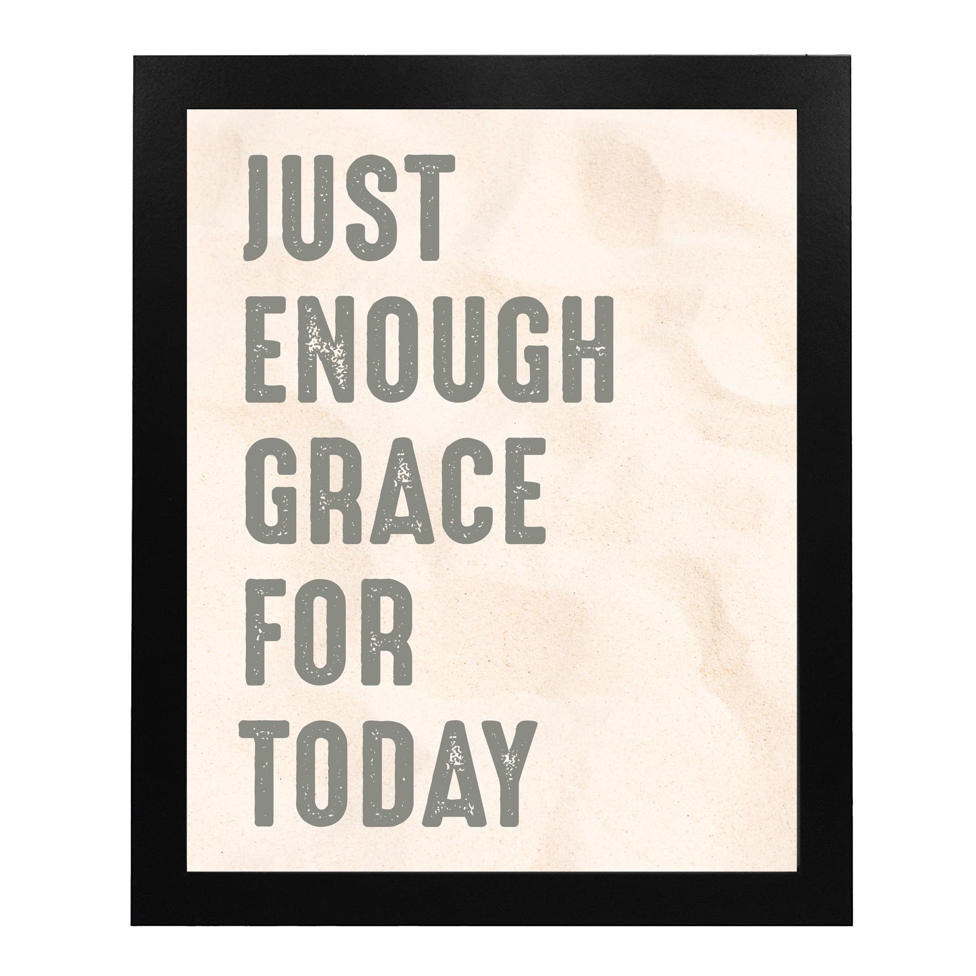 Inspirational Christian Wall Art Print - Just Enough Grace for Today, Modern Typographic Design, Motivational Quote Decor for Office, Home & Church - Unframed 11x14