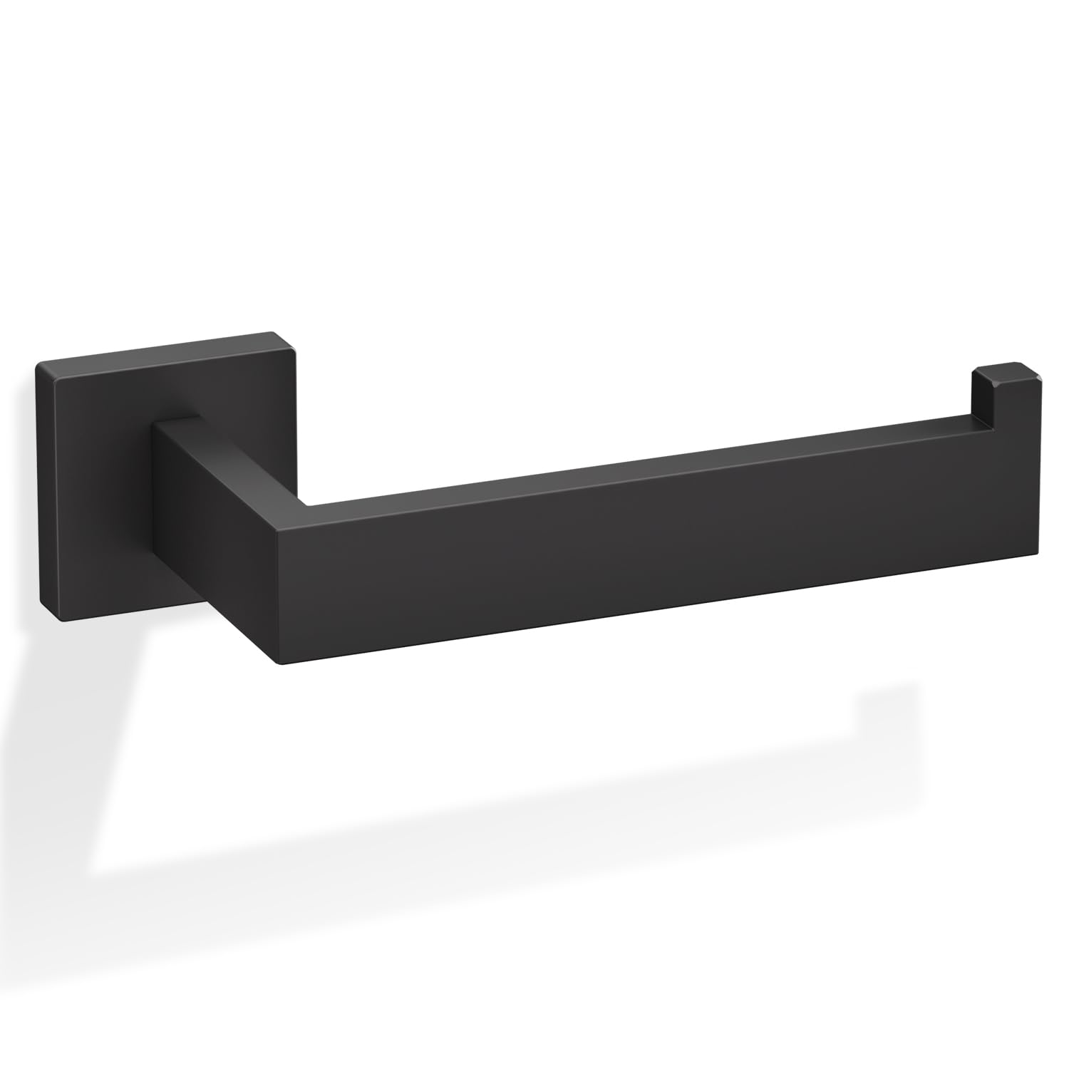 Wall Mounted Matte Black Toilet Paper Holder - SUS 304 Stainless Steel Rustproof & Waterproof Bathroom Tissue Roll Stand - Square Design with 360° Rotation - Perfect for Home, Office & RV Bathrooms
