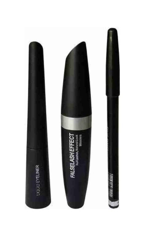 Glowhouse Professional Waterproof Eyeliner, Mascara & Eyebrow Pencil Set - Black Matte Finish (3-Piece Combo) | Perfect for Everyday Makeup, Party Looks & Waterproof Longwear