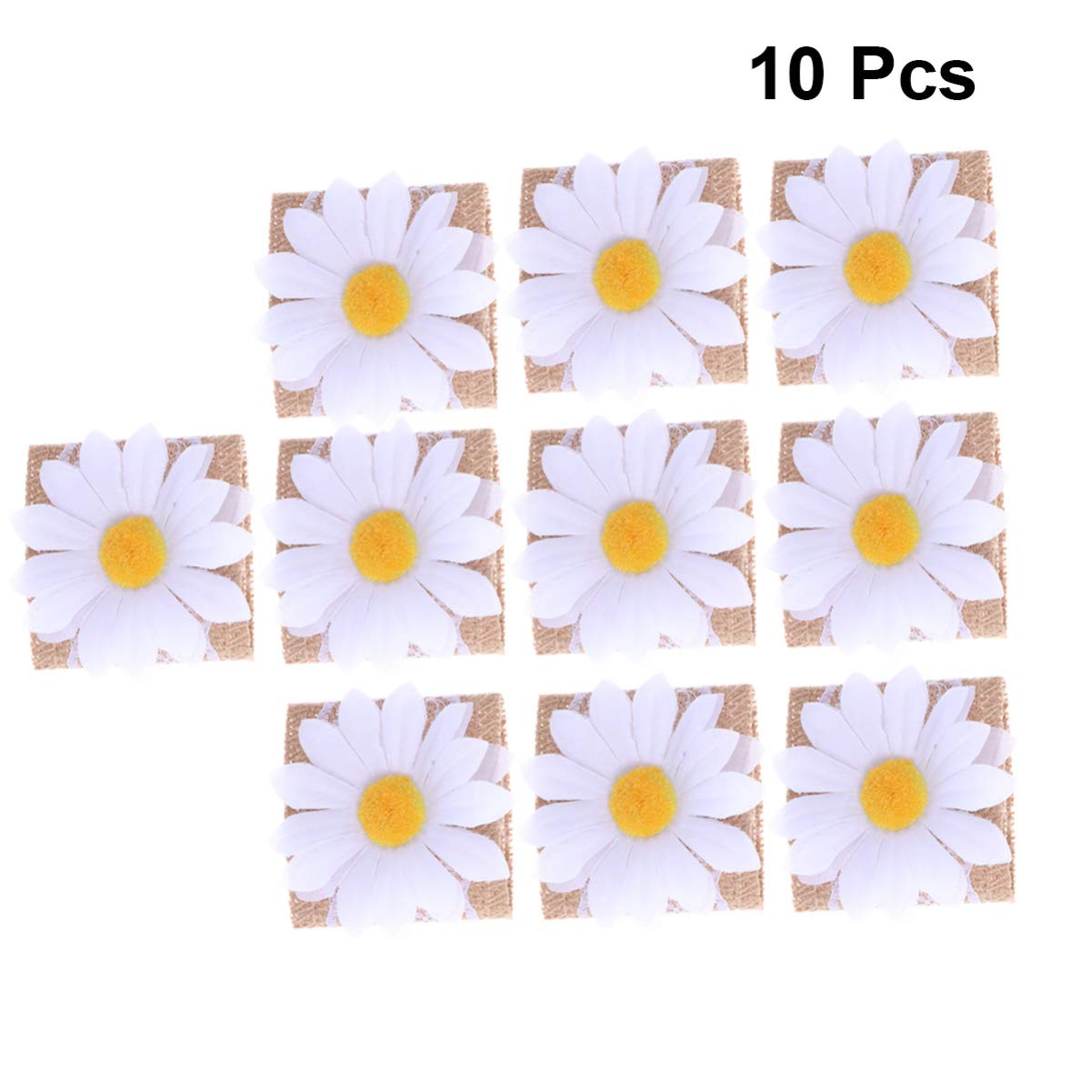 10-Pack Daisy Napkin Rings - Elegant Banquet Napkin Holders for Wedding, Dinner Party & Formal Table Setting - Decorative Napkin Clips for Fine Dining & Special Occasions