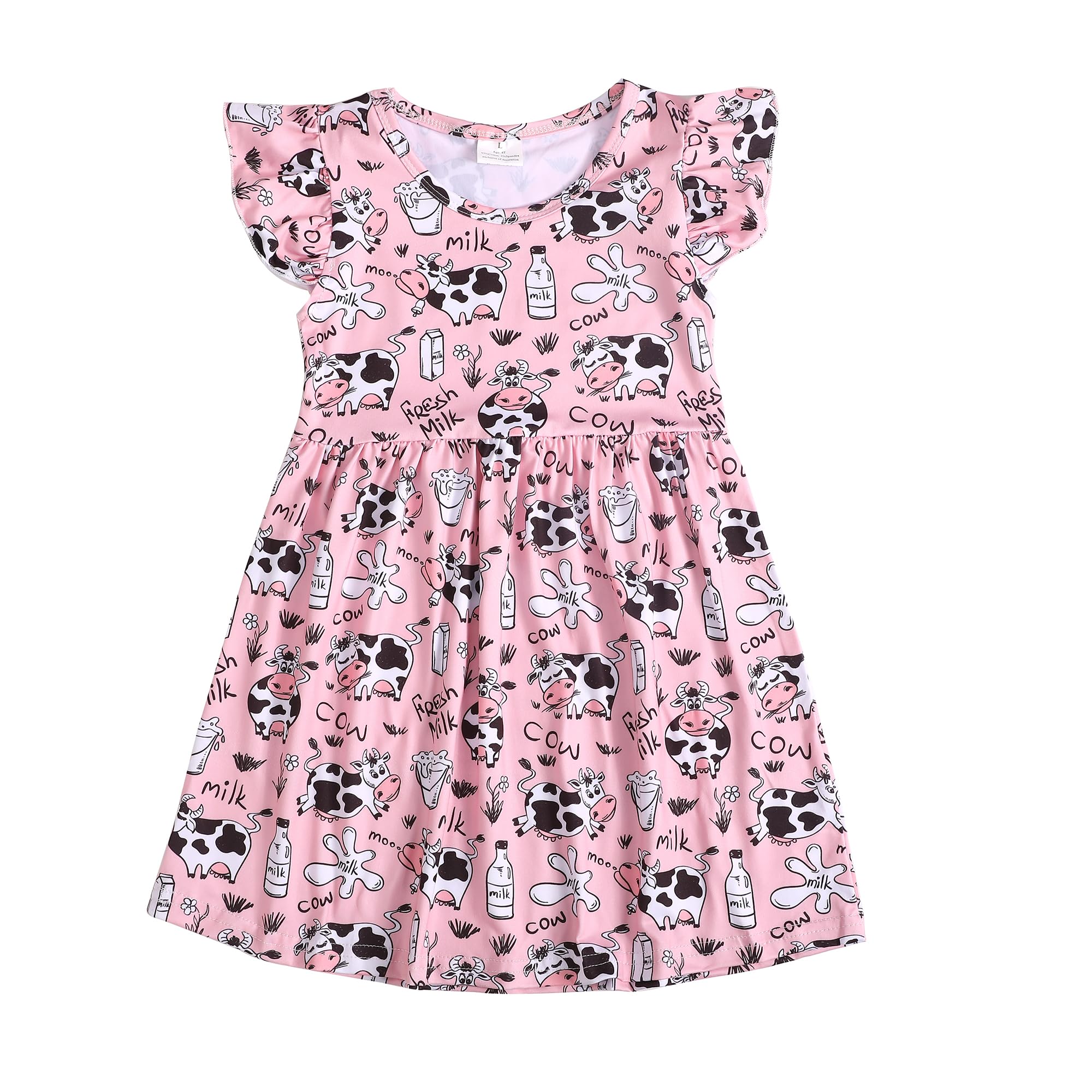 Toddler Girls Summer Dress with Flutter Sleeves & Ruffle Bottom - Casual Playtime Outfit for Beach, Park & Birthday Parties