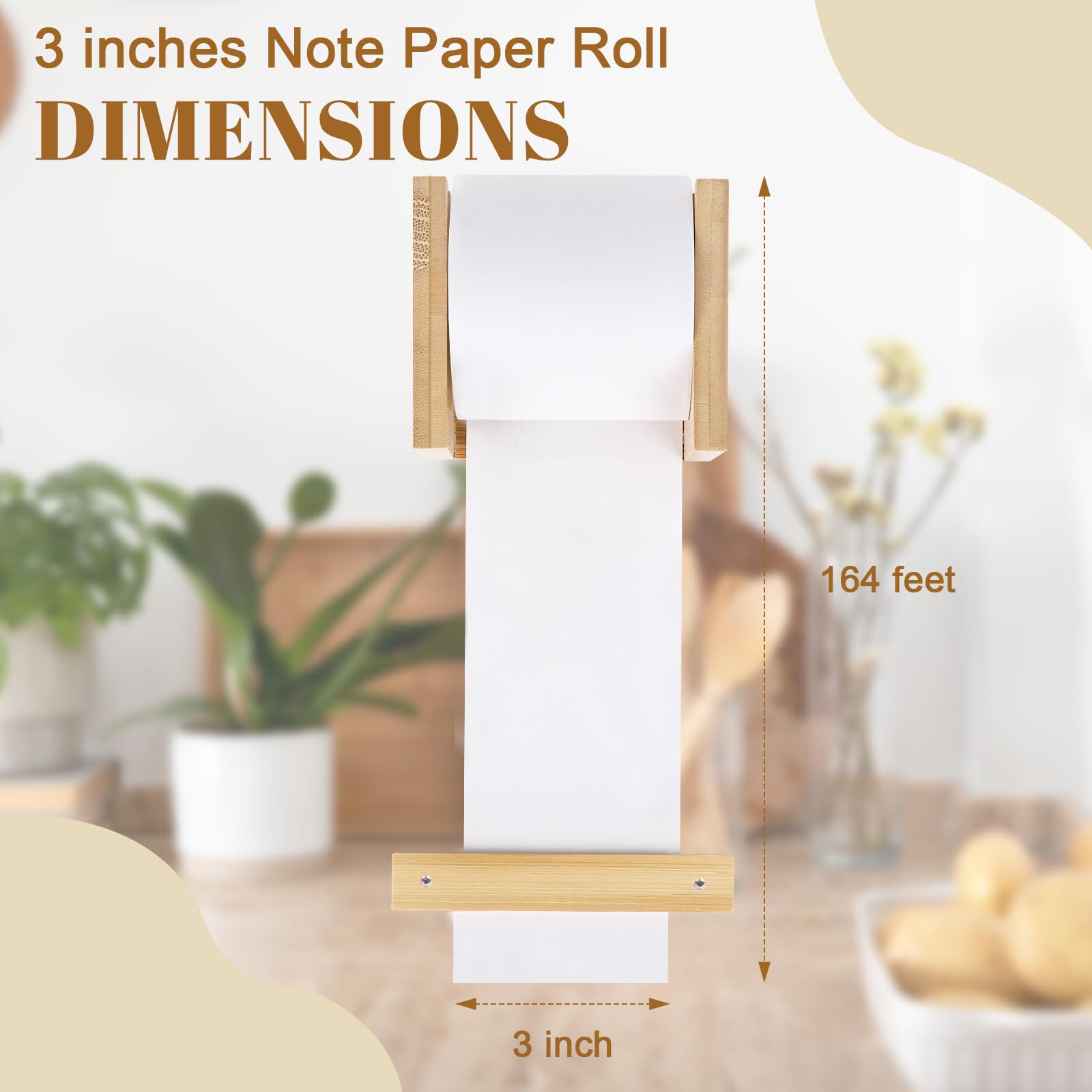 3 Inch Wall Mounted Note Paper Dispenser - Kraft Paper Roll Holder with Built-in Cutter for Grocery Lists, Sticky Notes & Office Organization (Note Paper Only) - Perfect for Kitchen, Office & Home Organization