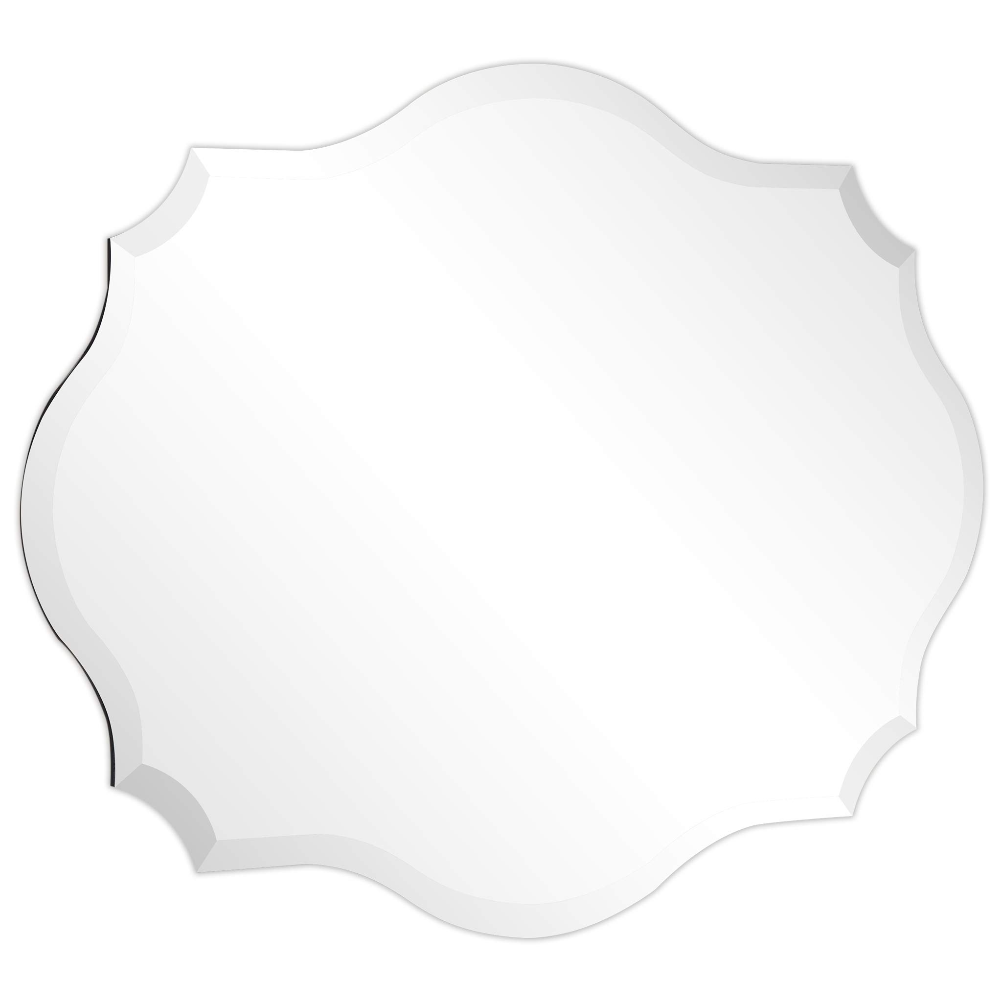 Empire Art Direct 30x40 Inch Frameless Prism Modern Wall Mirror - Oblong Scalloped Design with 1-Inch Beveled Edge - Perfect for Bathroom Vanity, Bedroom Decor & Living Room Wall Art