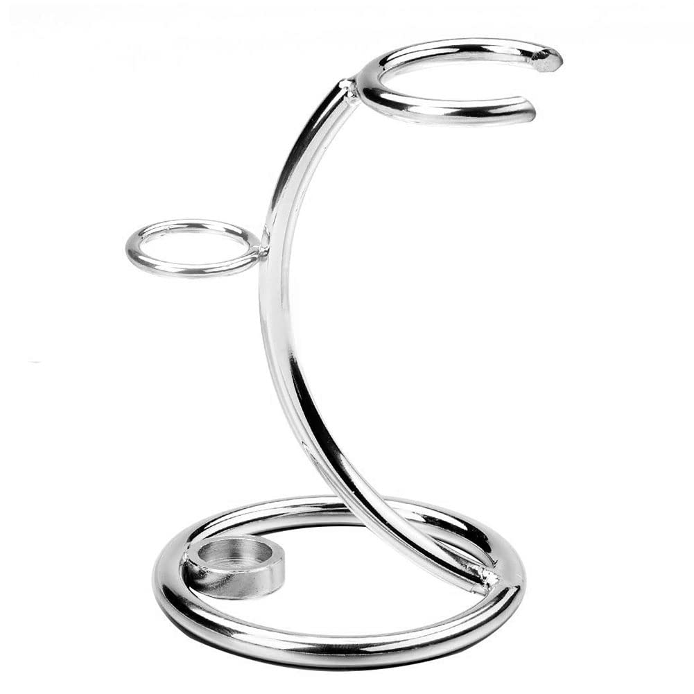Zinc Alloy Shaving Stand - Safety Razor & Brush Holder for Bathroom Storage (Silver)