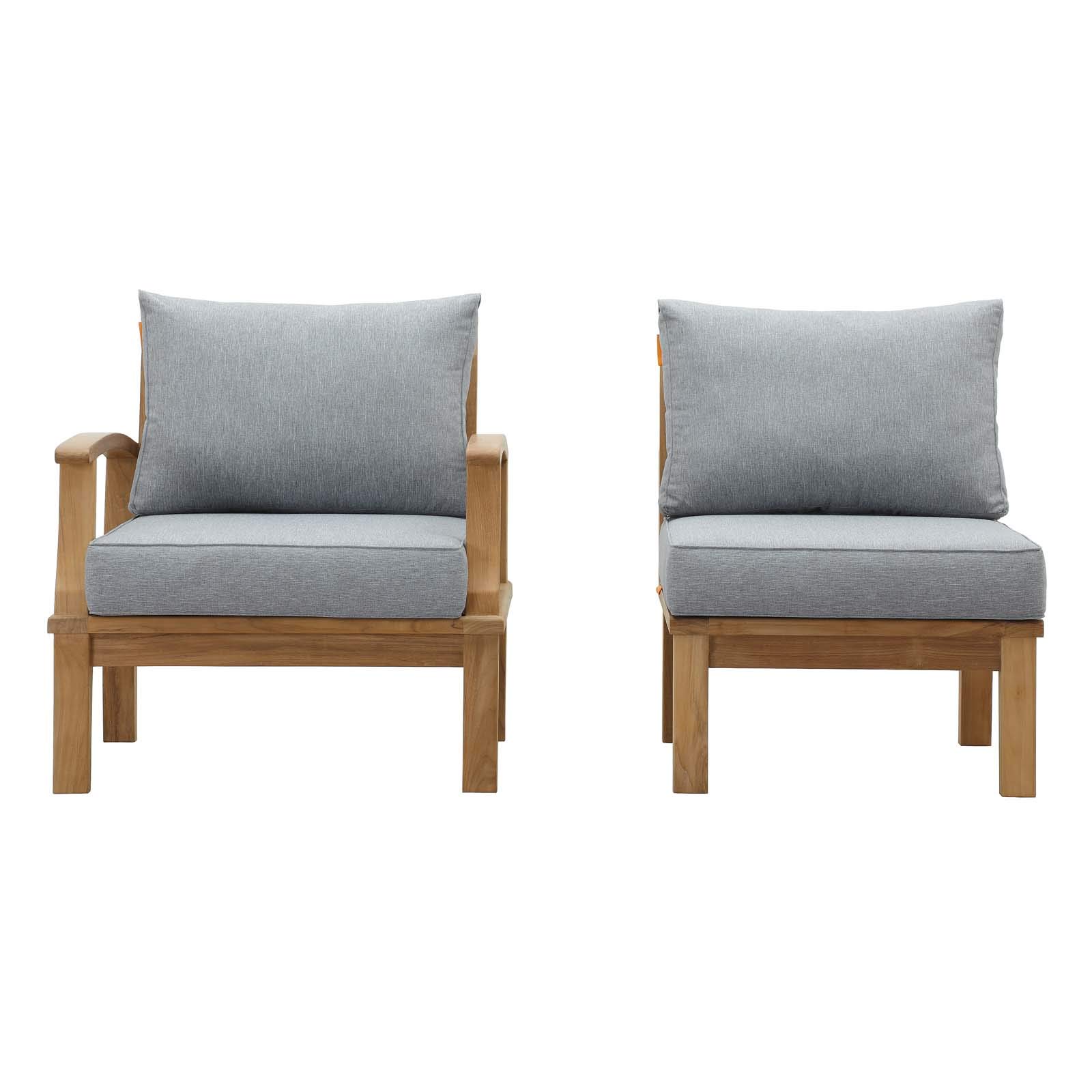 Modern Contemporary Urban Outdoor Patio Balcony Garden Lounge Chair Set - Wooden Gray Natural Design for Relaxing Outdoor Spaces