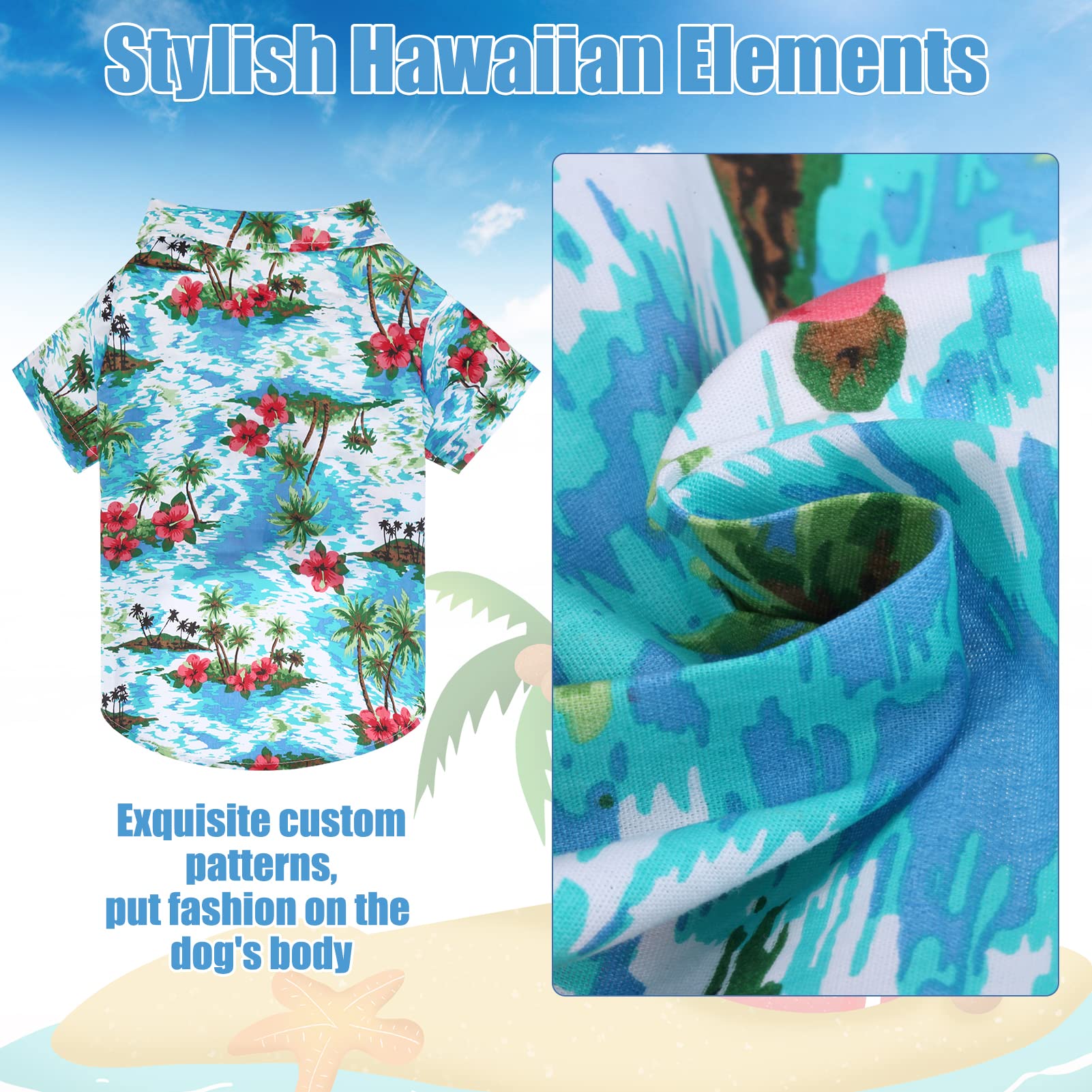 EXPAWLORER Hawaiian Dog Shirt - Breathable Floral & Sea Island Print Polo T-Shirt for Small, Medium & Large Dogs | Summer Cooling Outfit for Puppies (Boys & Girls) | Perfect for Beach Days, Backyard BBQs & Tropical Vacations