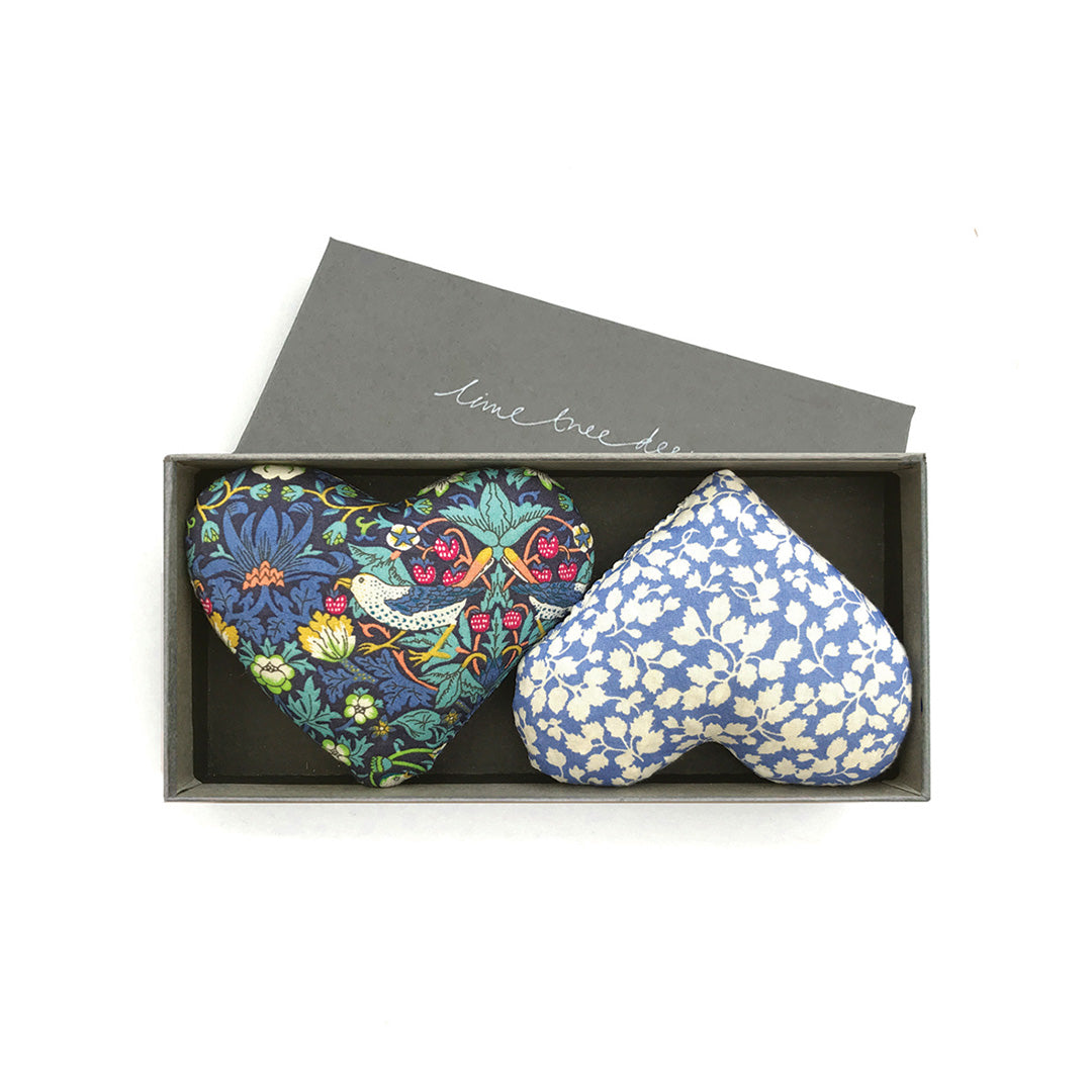 Lavender Scented Heart Sachets - Set of 2 Blue Aromatherapy Sachets for Drawers, Closets & Gifts | Natural Relaxing Fragrance for Home & Car