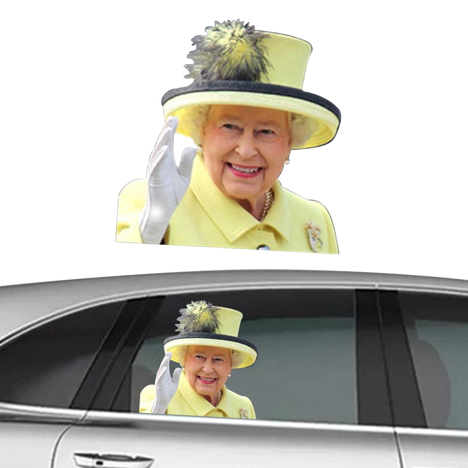 Funny Queen Elizabeth Car Window Decal - Personalized Vehicle Sticker for Cars, Trucks & SUVs | Perfect for Royal Fans, British Humor & Window Decorations