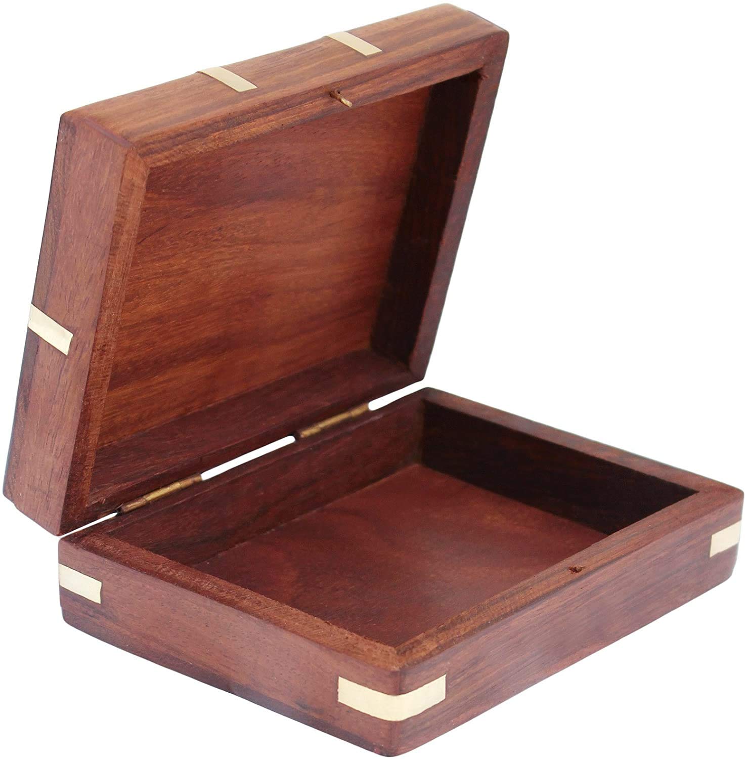 IBLAY Handcrafted Wooden Playing Card Deck Holder Case with Brass Design - Premium Card Storage Box Organizer for Poker, Magic Tricks & Collectible Card Games