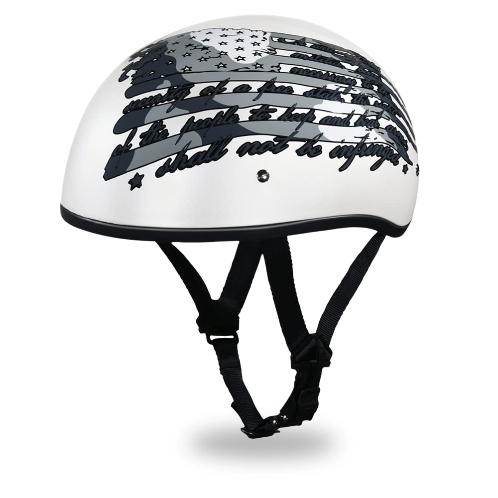 Daytona DOT Approved Half Skull Cap Motorcycle Helmet - Lightweight & Ventilated for Urban Commuting & Cruising [Multiple Graphics Available]