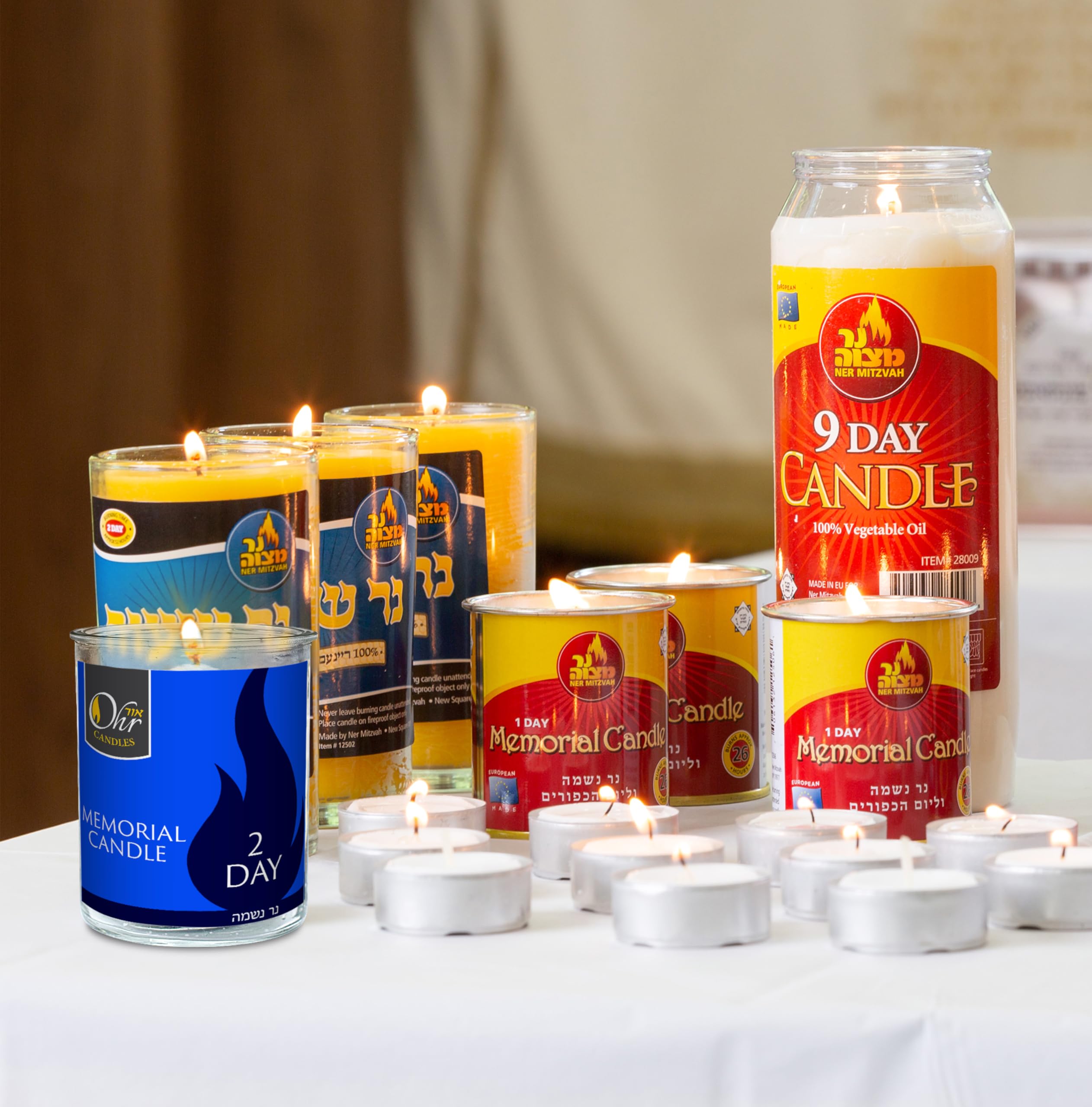 48-Hour Yahrzeit Memorial Candles - 2 Day Jewish Candle for Yom Kippur & Remembrance - Glass Tumbler Candle (1 Pack) - Perfect for Synagogue, Home Memorials & Religious Ceremonies