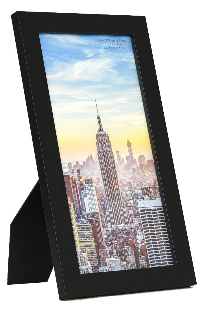 6x12 Black Modern Picture Frame - 1 Inch Border with Glass Front - Wall or Table Display - Perfect for Home, Office, and Gift Decor
