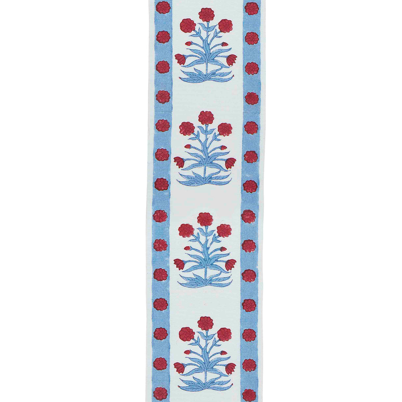 Handmade Mughal Block Printed Cotton Fabric - Red & Blue Ethnic Design for Home Decor, Clothing & DIY Crafts | Perfect for Curtains, Quilts & Apparel